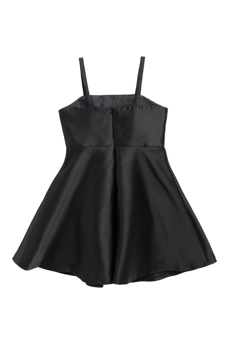Kids' Rose Appliqu	 Satin Dress, Alternate, color, BLACK