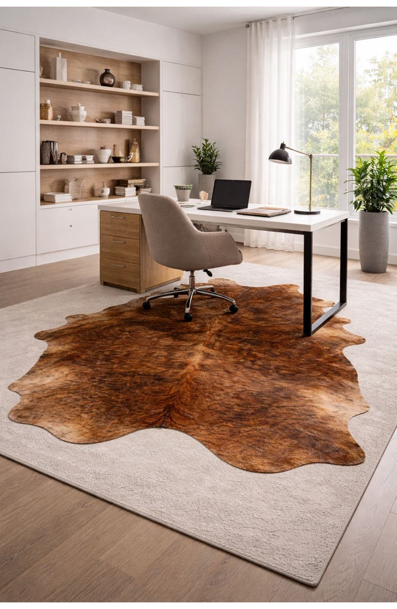 Rhacam Eco Hides Brindle Cowhide Rug 7'7" × 6'1", Alternate, color, Brindle