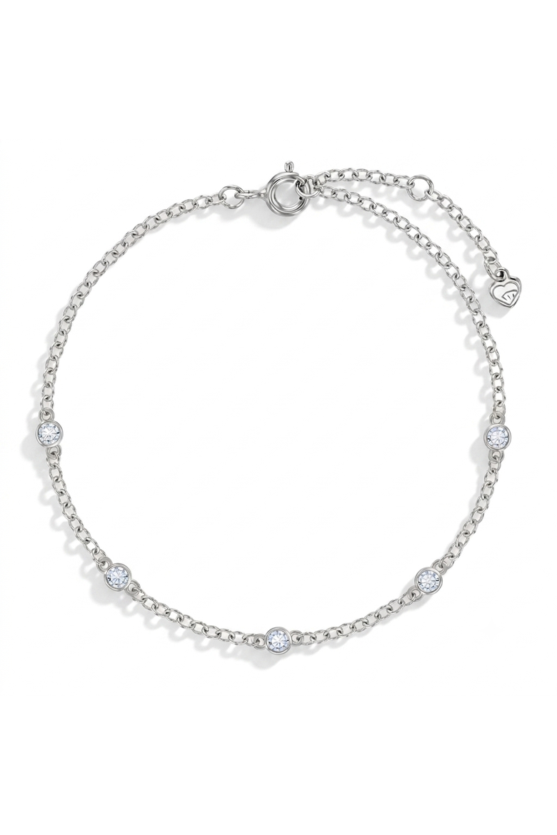 Dainty CZ Station Womens Bracelet, Main, color, Silver