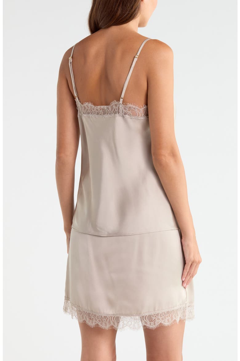 Scalloped Lace Trim Square Neck Satin Camisole, Alternate, color, BEIGE STRING