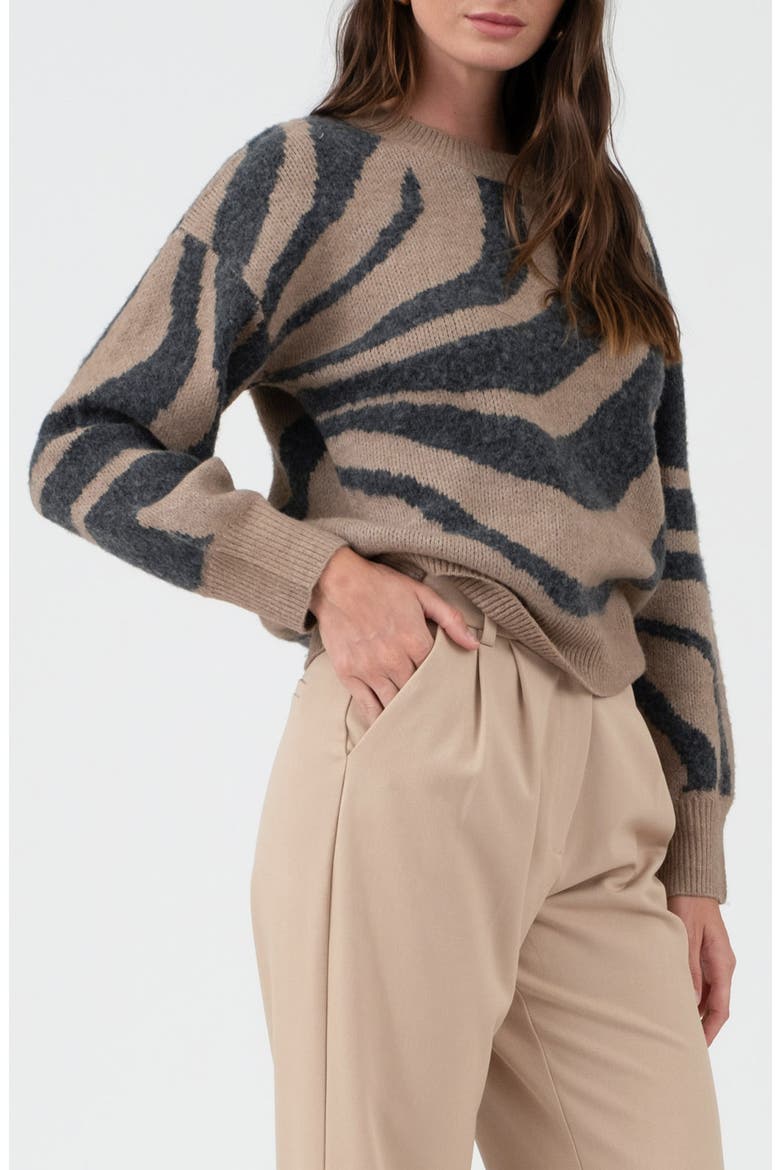 Animal Stripe Sweater, Alternate, color, MOCHA