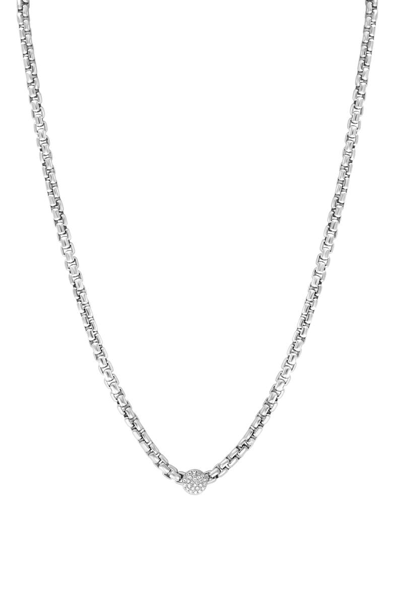 Sterling Silver Diamond Chain Link Necklace - 0.10ct, Main, color, SILVER
