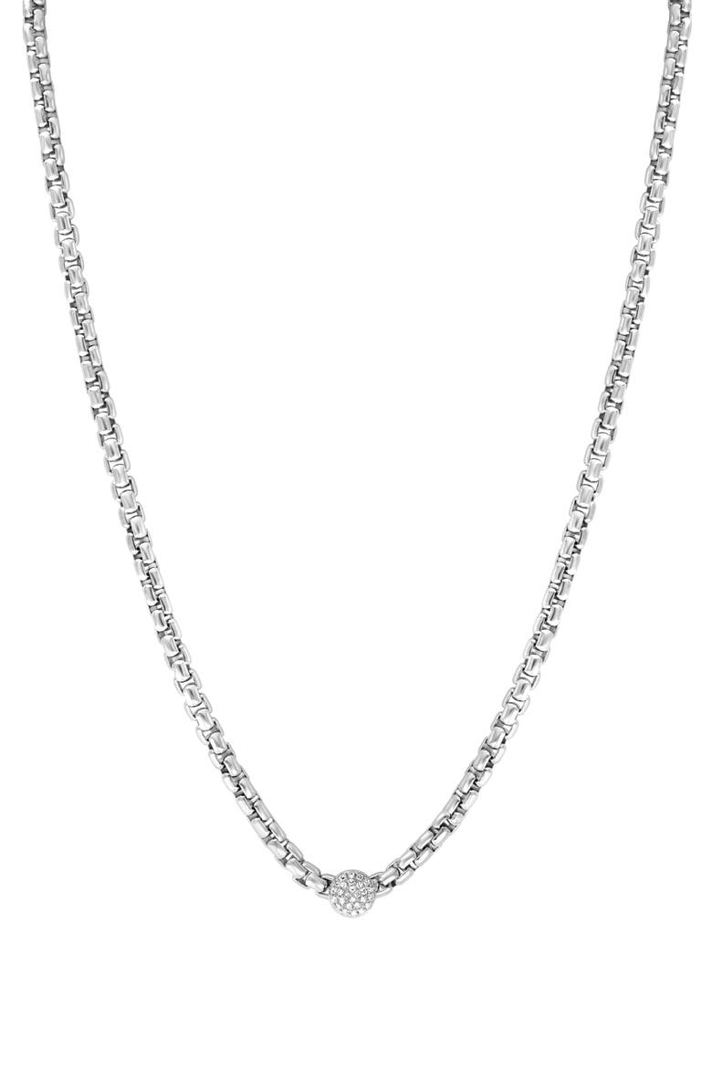 EFFY Sterling Silver Diamond Chain Link Necklace - 0.10ct, Main, color, Silver