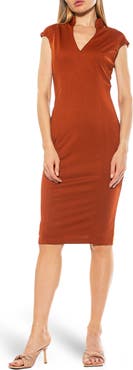 Alexia Admor Cap Sleeve Midi Dress