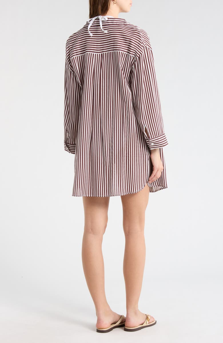 NORDSTROM RACK Printed Flowy Long Sleeve Tunic, Alternate, color, Brown Bitter Stripe