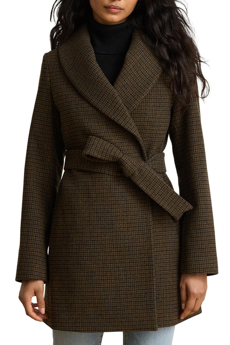 Lauren Ralph Lauren Plaid Wool Wrap Coat (Women) | Nordstrom