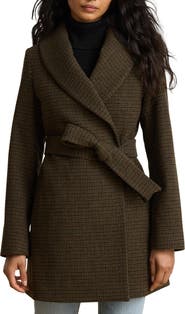 Lauren Ralph Lauren Plaid Wool Wrap Coat