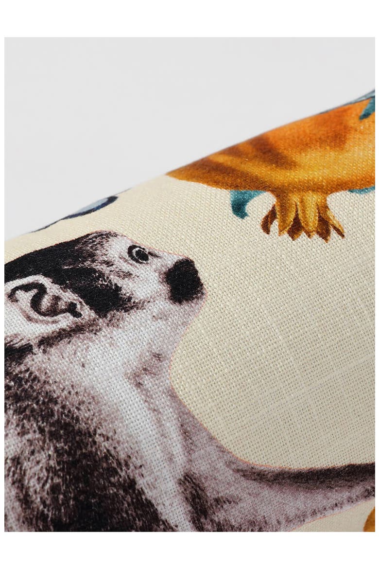 Damasc Monkey Cotton Bolster Pillow, Alternate, color, SLATE GREY