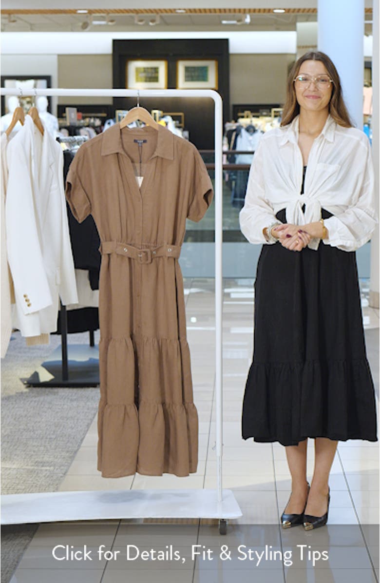 Tiered Linen Blend Shirtdress, sales video thumbnail