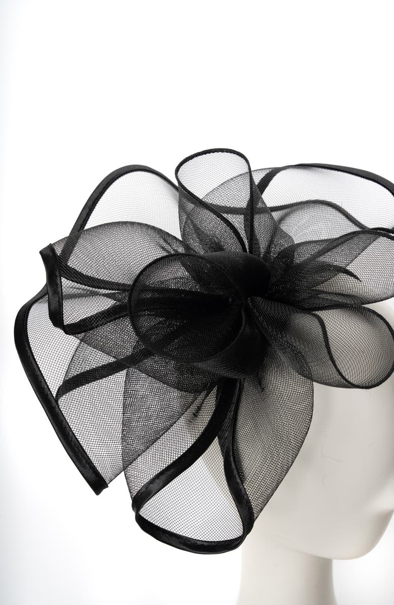 Collection XIIX Crinoline Rosette Fascinator, Alternate, color, Black