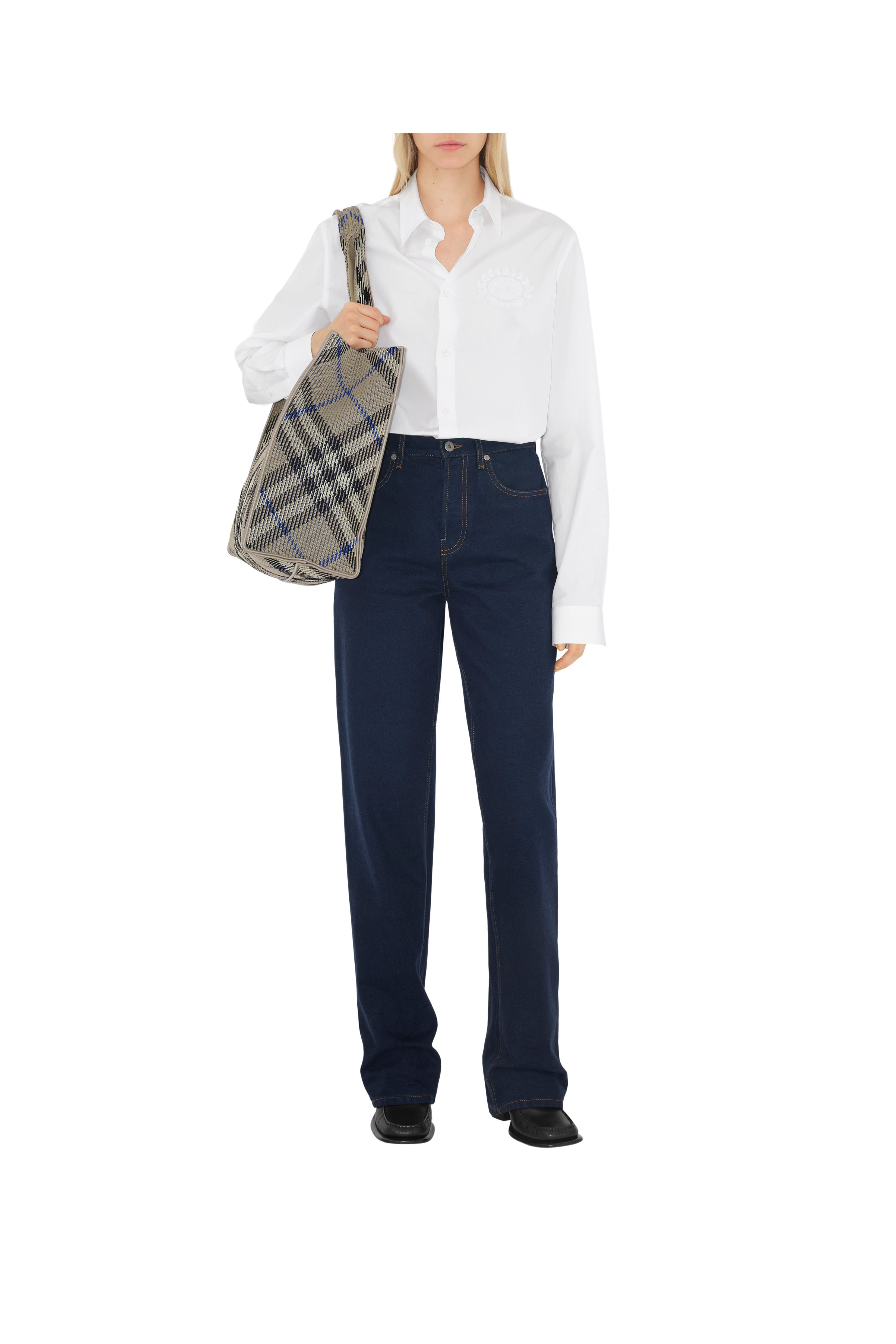 Burberry Medium Check Knitted Tote, Alternate, color, 