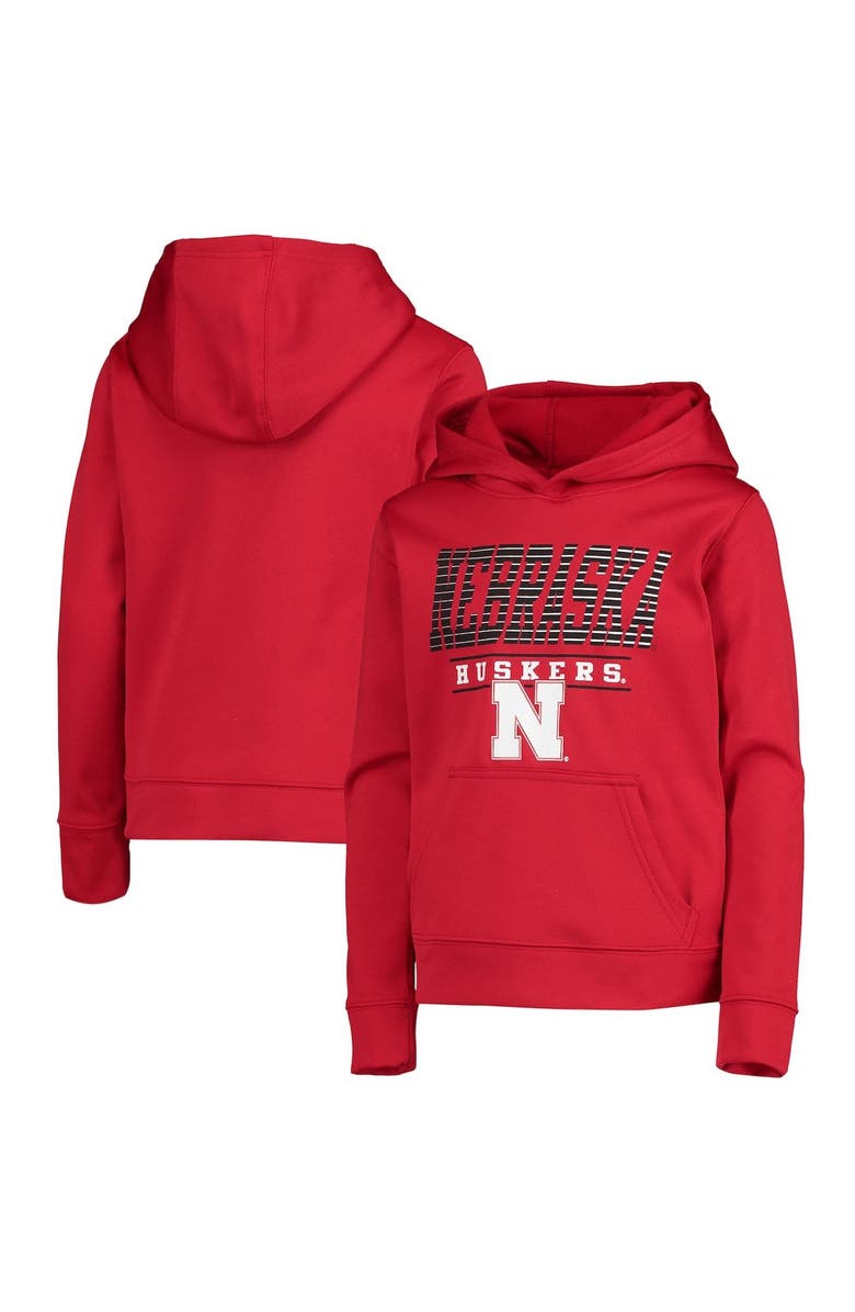 Outerstuff Youth Scarlet Nebraska Huskers Fast Pullover Hoodie, Main, color, 