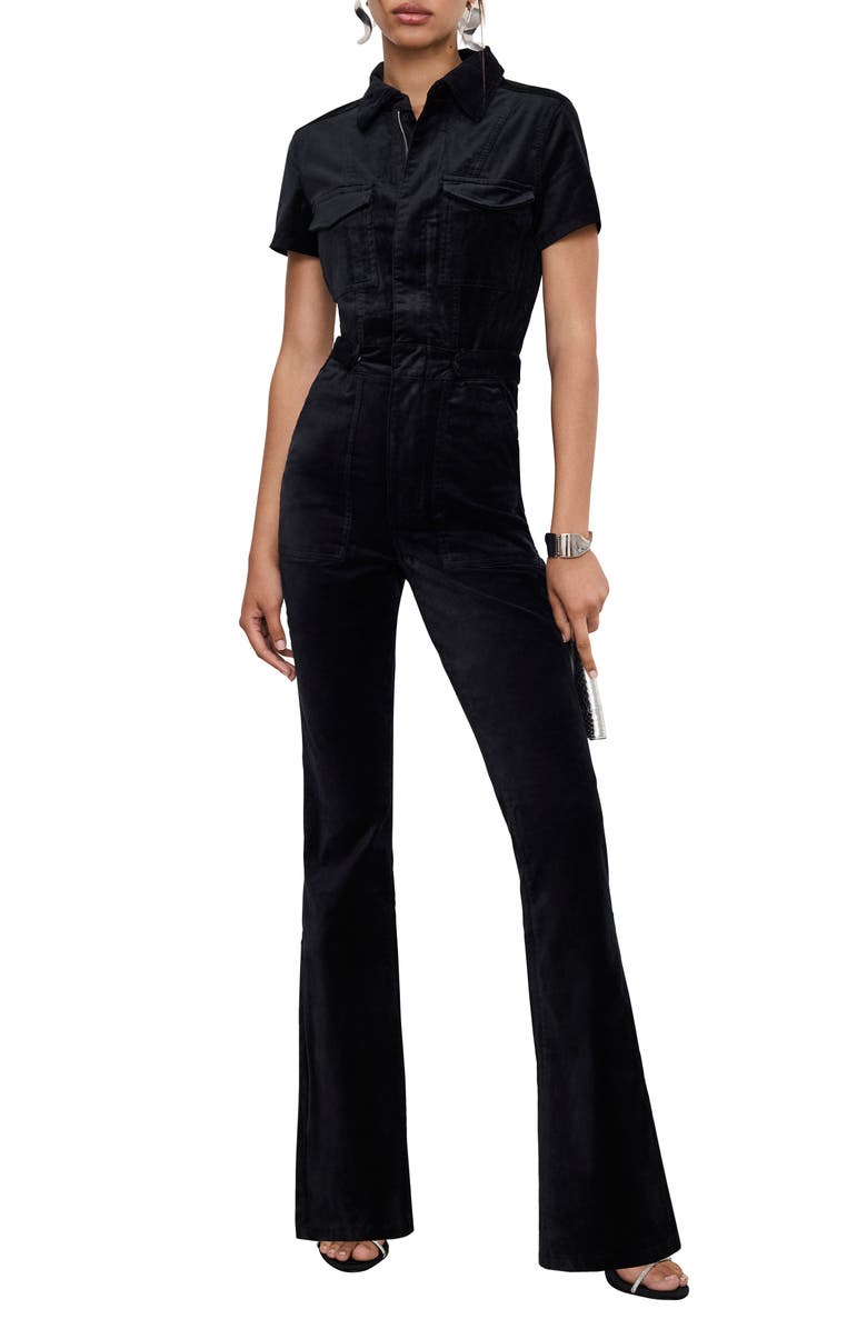 Good American Fit for Success Bootcut Velvet Jumpsuit, Main, color, 