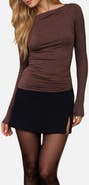 Blu Pepper Ruched Long Sleeve Knit Top