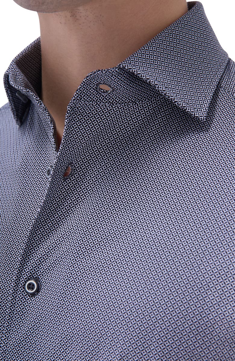 Bugatchi Devon OoohCotton<sup>®</sup> Geo Print Button-Up Shirt, Alternate, color, Black/Blue