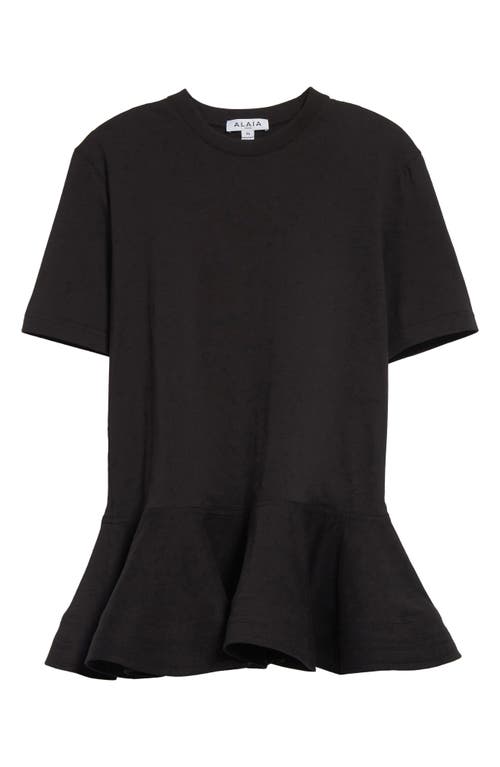 Alaïa Oversized Poplin-trimmed Cotton-jersey Peplum T-shirt In Noir Alaia