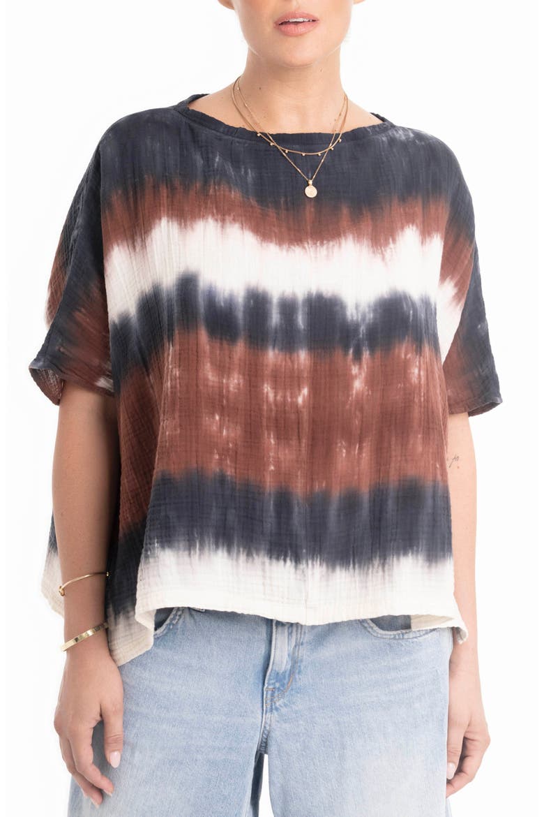 Tie Dye Square Gauze Top, Alternate, color, Birch Tie Dye