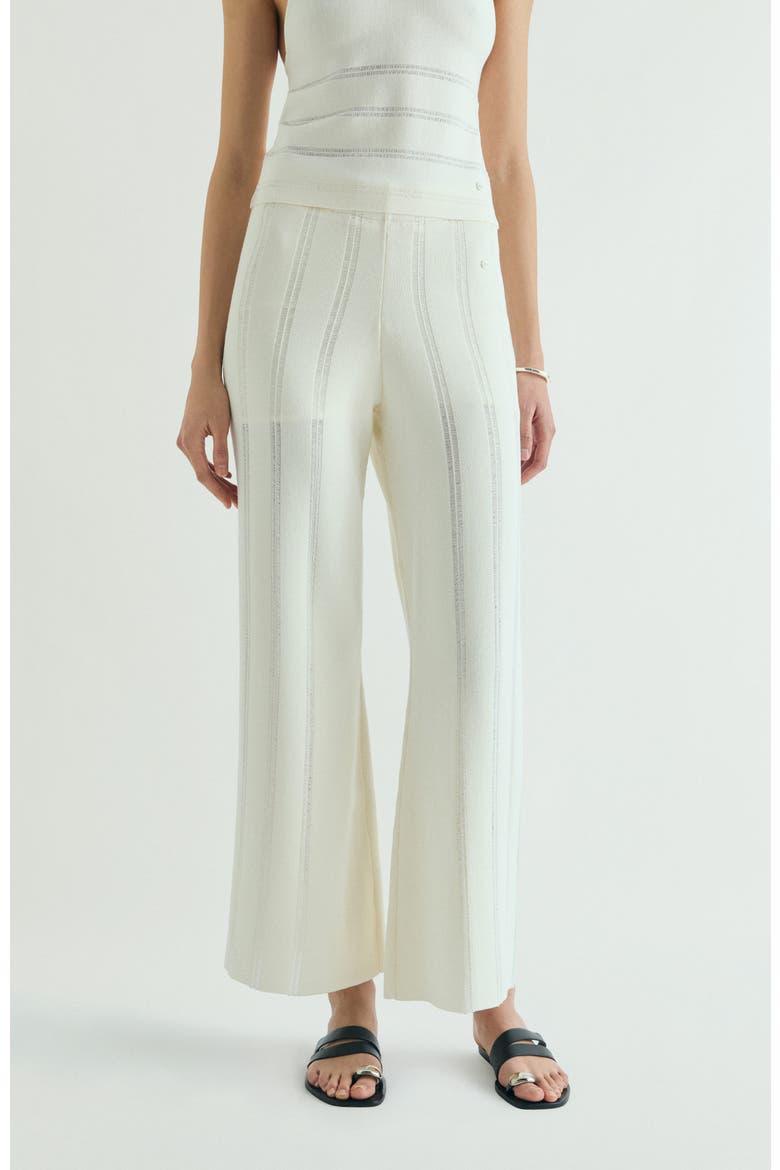 Ribbed Detail Pants, Main, color, Ecru