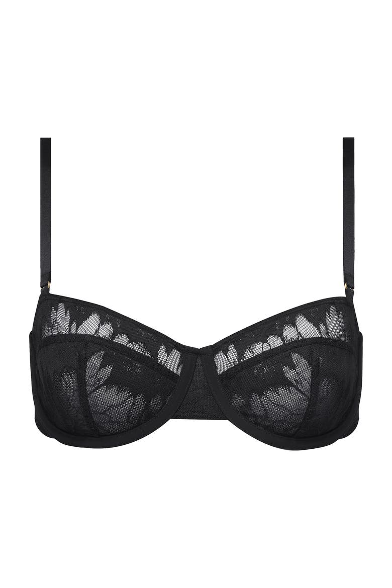 The Balconette  Floral Lace, Main, color, BLACK