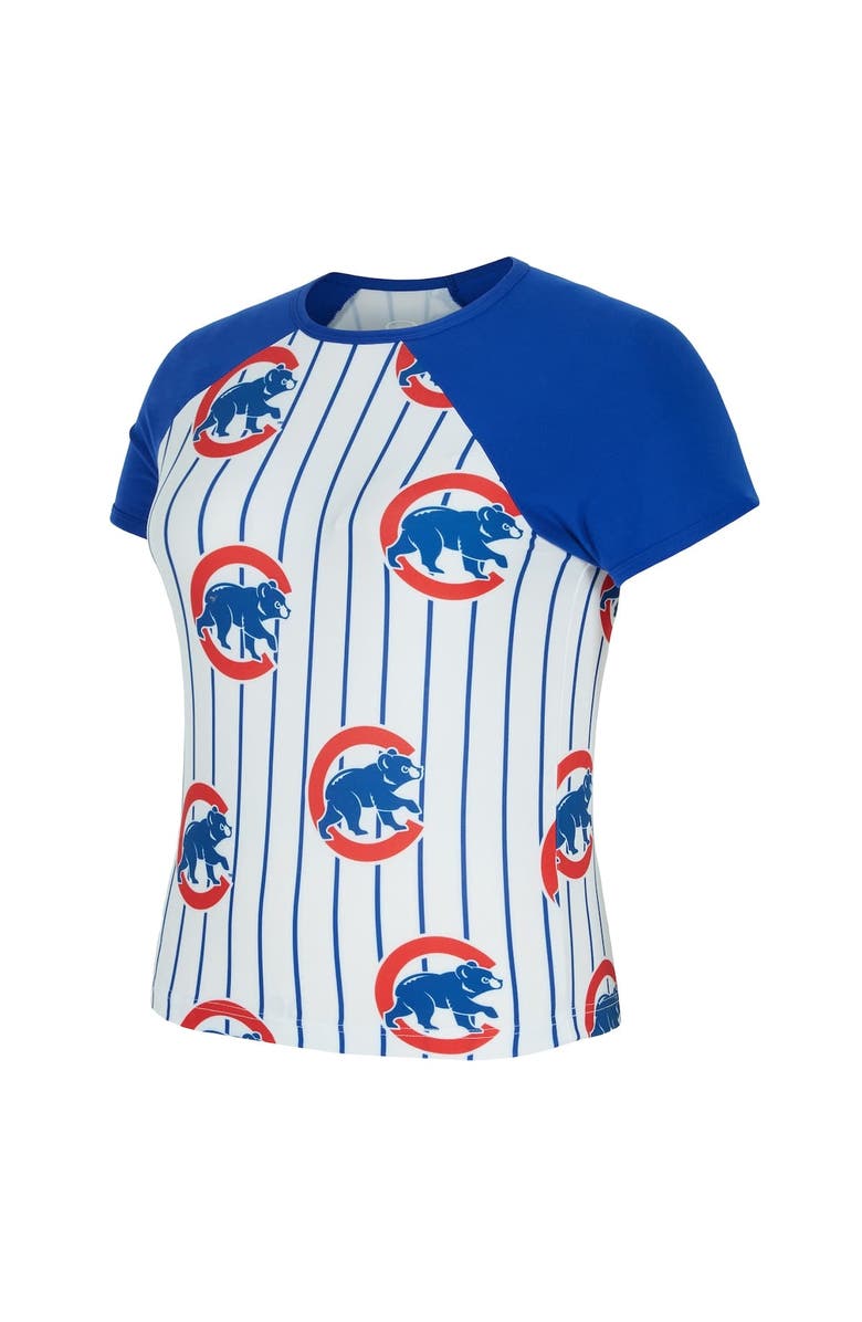 CONCEPTS SPORT Women's Concepts Sport White Chicago Cubs Outbound Pinstripe Raglan T-Shirt, Alternate, color, White