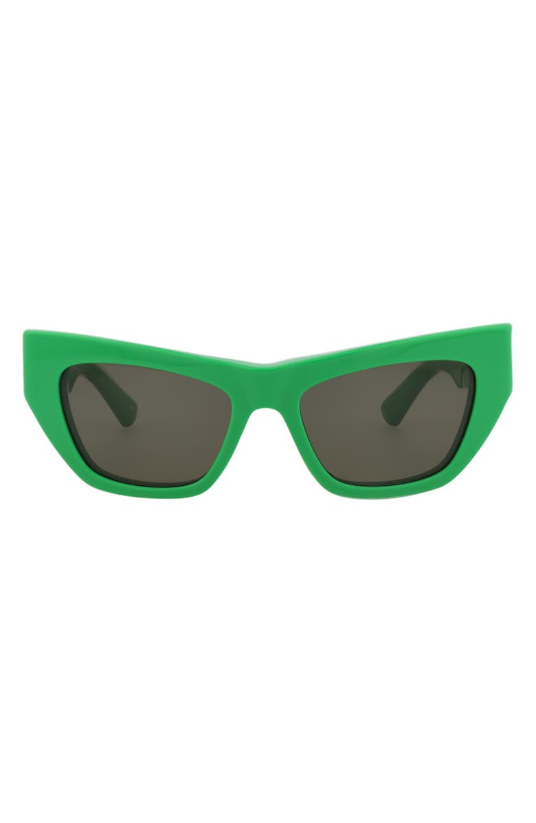Bottega Veneta 52mm Cat Eye Sunglasses, Main, color, Green Green Green