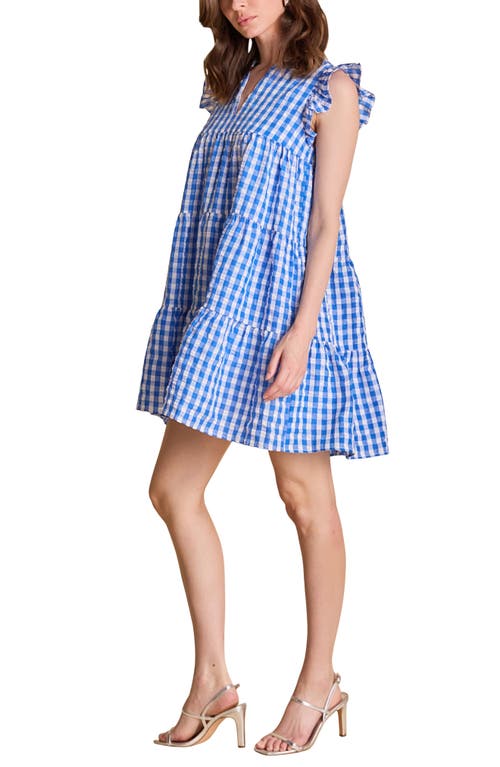 ENGLISH FACTORY ENGLISH FACTORY GINGHAM CHECK TIERED COTTON MINIDRESS 
