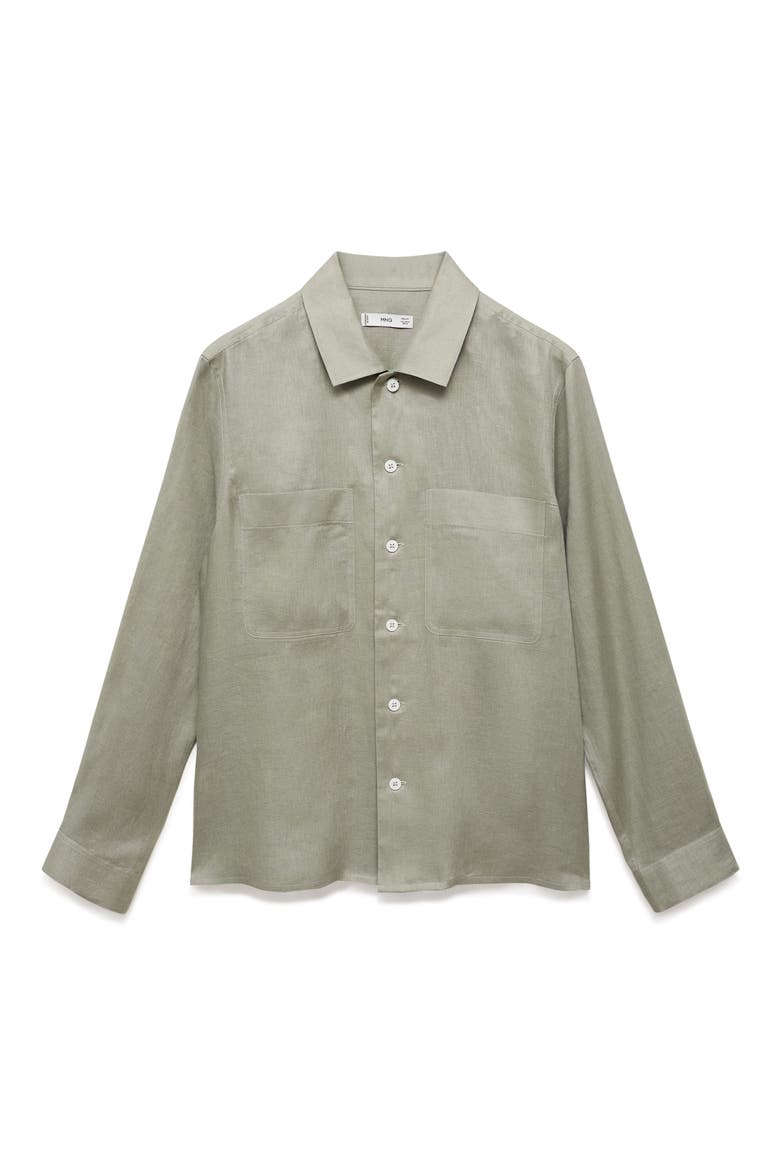 Lightweight Linen Overshirt, Alternate, color, MINT GREEN