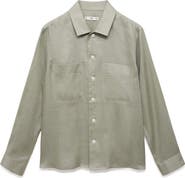 MANGO Lightweight Linen Overshirt