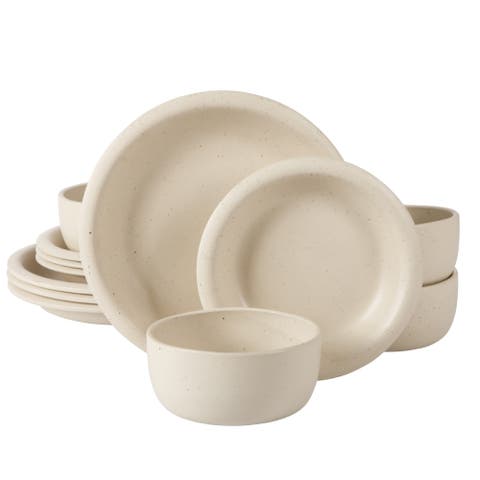 Corsica Clay 12 Piece Stoneware Reactive Glaze Dinnerware Set