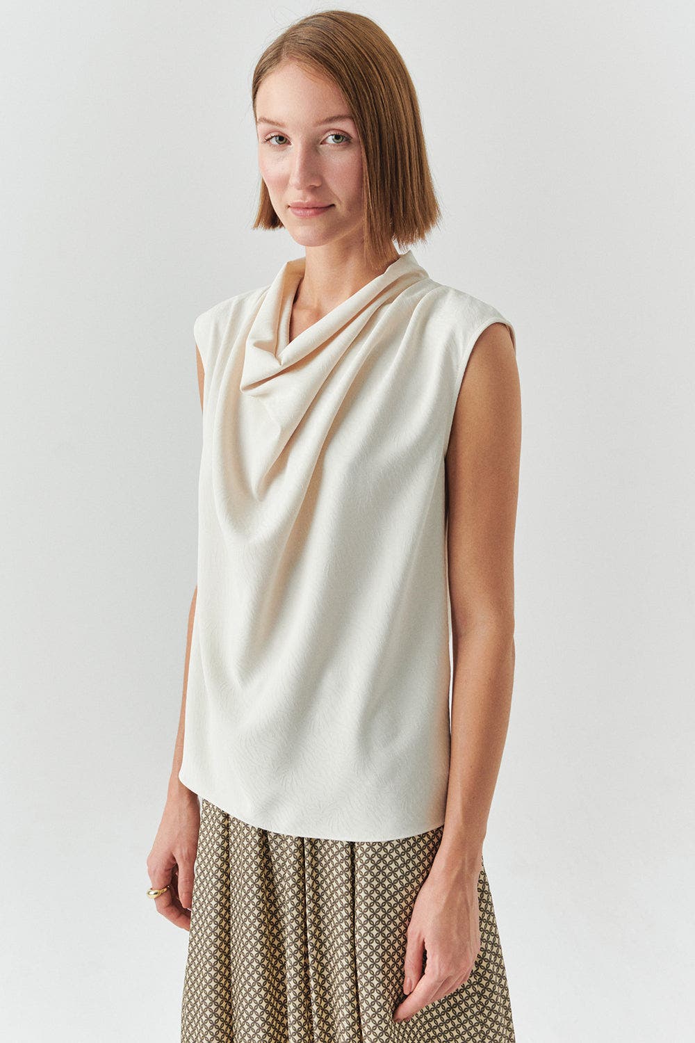 Ashlyn Cream Sleeveless Cowl Neck Blouse - image 2