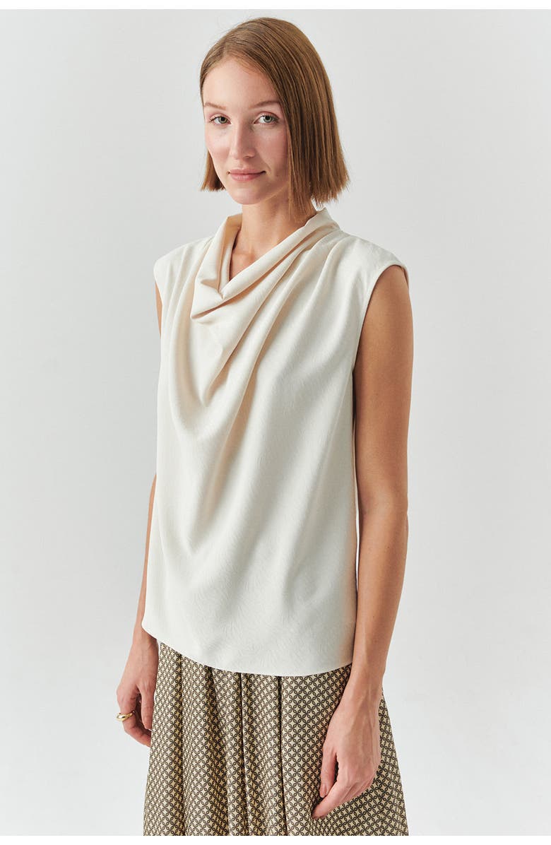 Exquise Ashlyn Cream Sleeveless Cowl Neck Blouse, Alternate, color, Cream