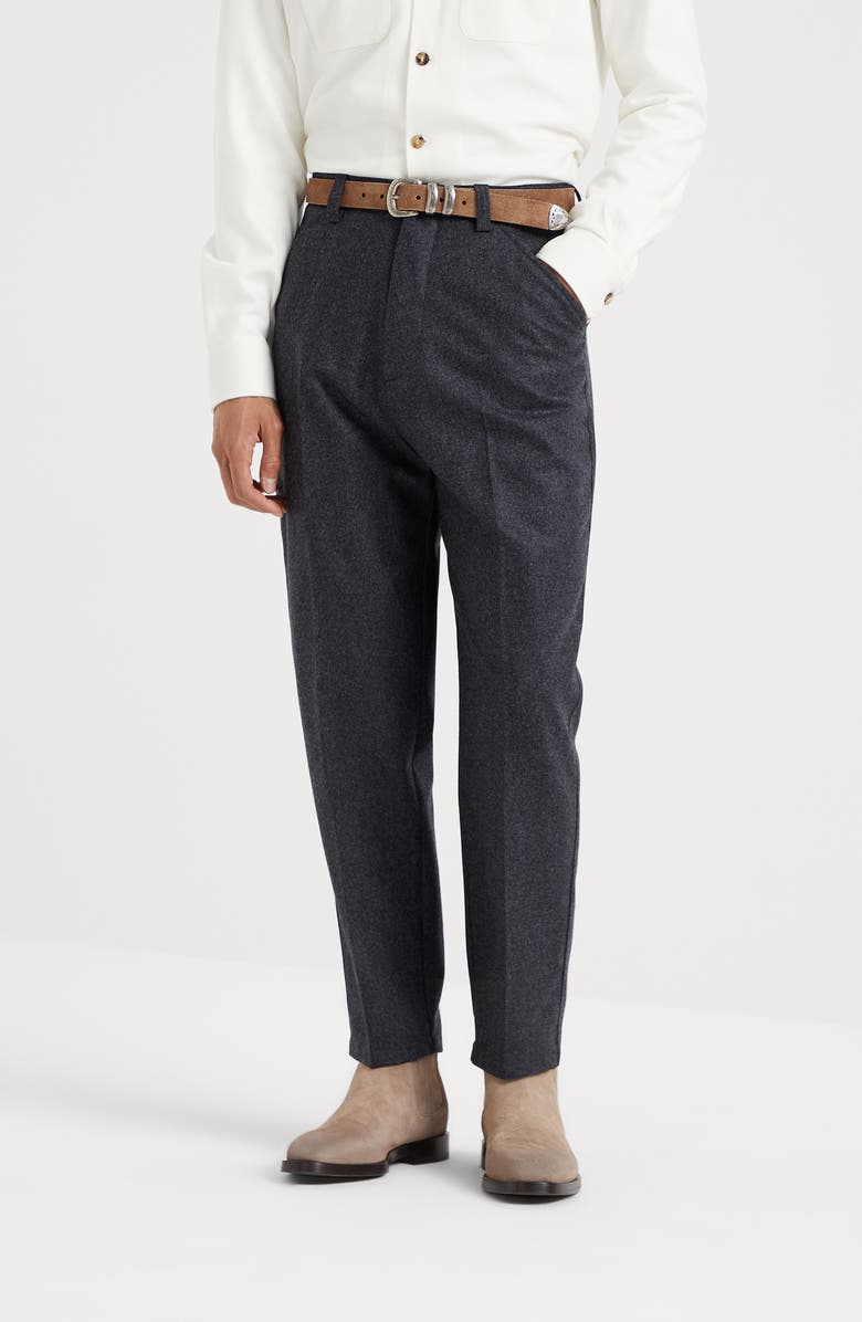 Brunello Cucinelli Virgin wool flannel leisure fit trousers, Alternate, color, 