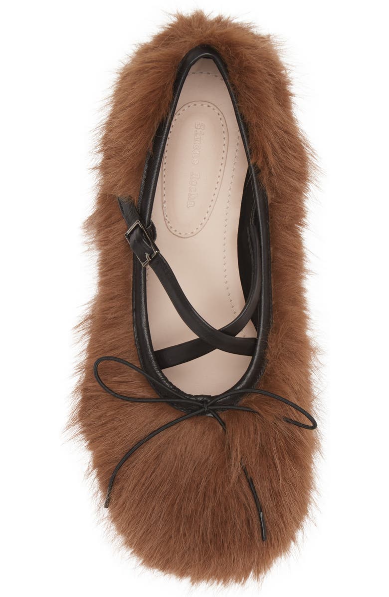 Simone Rocha Faux Fur Crisscross Strap Ballet Flat, Alternate, color,