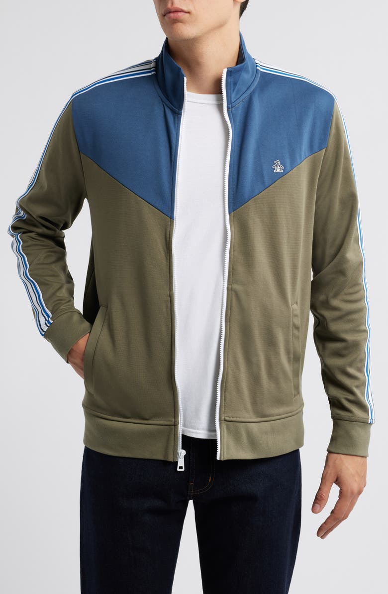Original Penguin Chevron Double Knit Track Jacket, Main, color, 