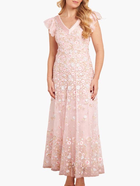 Ethereal Blooms Short Sleeve Ankle Gown