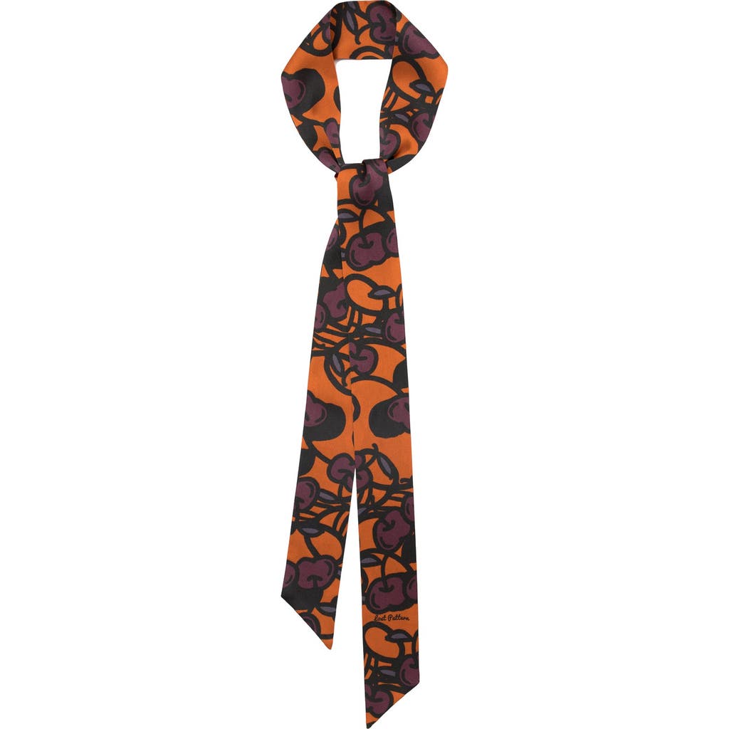 Lost Pattern Nyc "lost Cherries" Silk Skinny Scarf In Multi