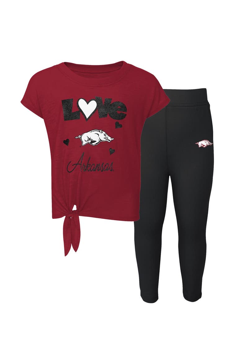 Preschool & Toddler Cardinal/Black Arkansas Razorbacks Forever Love T-Shirt & Leggings Set, Main, color, Cardinal