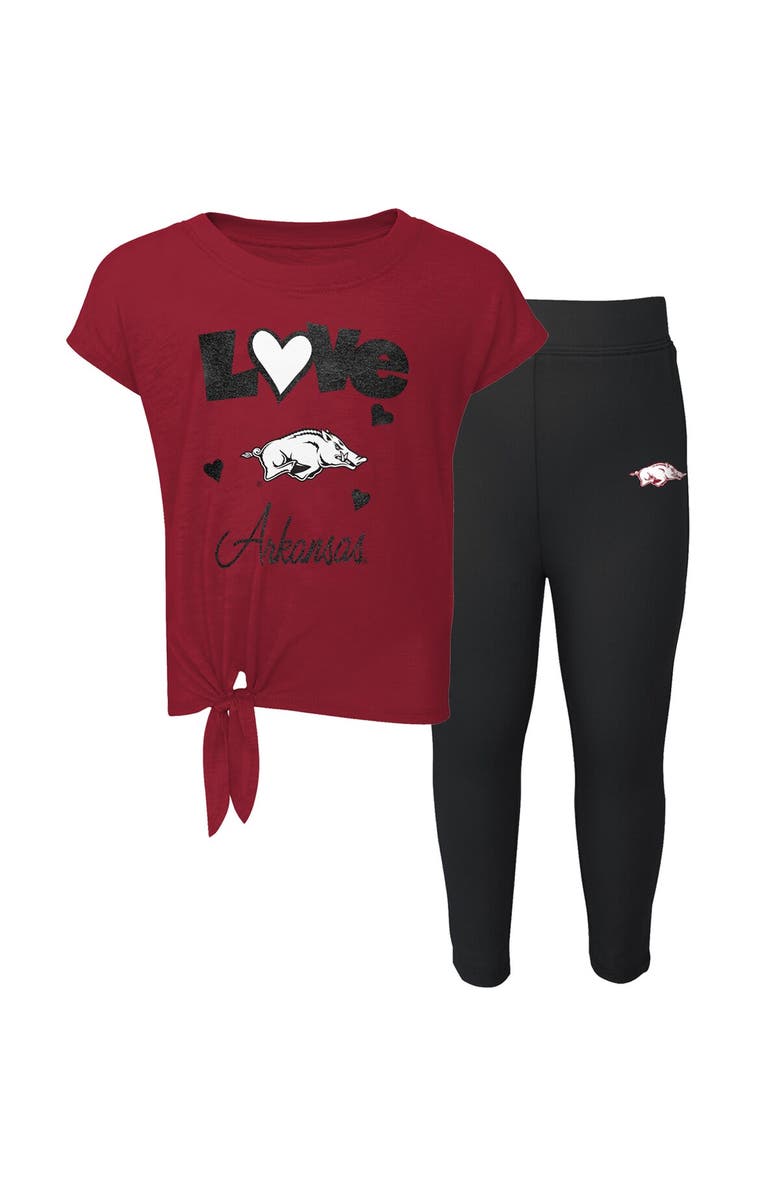 Outerstuff Preschool & Toddler Cardinal/Black Arkansas Razorbacks Forever Love T-Shirt & Leggings Set, Main, color, Cardinal