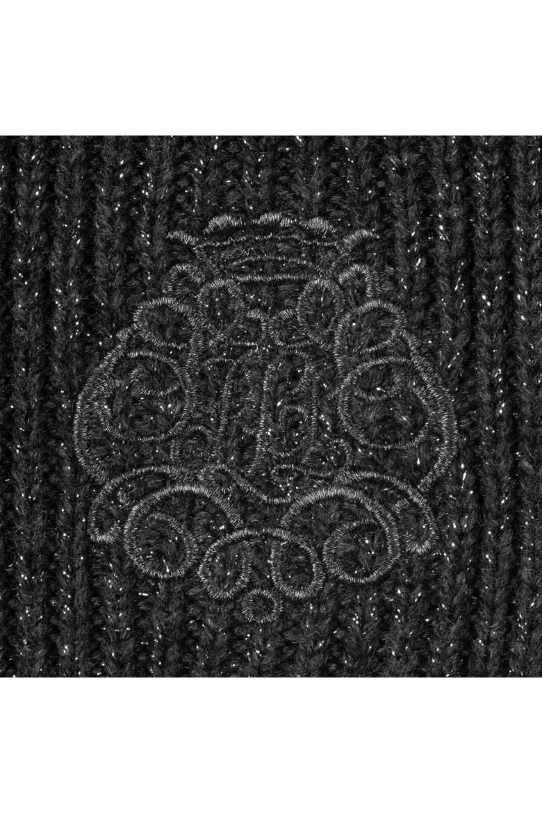 metallic direct embroidery cable scarf, Alternate, color, onyx heather