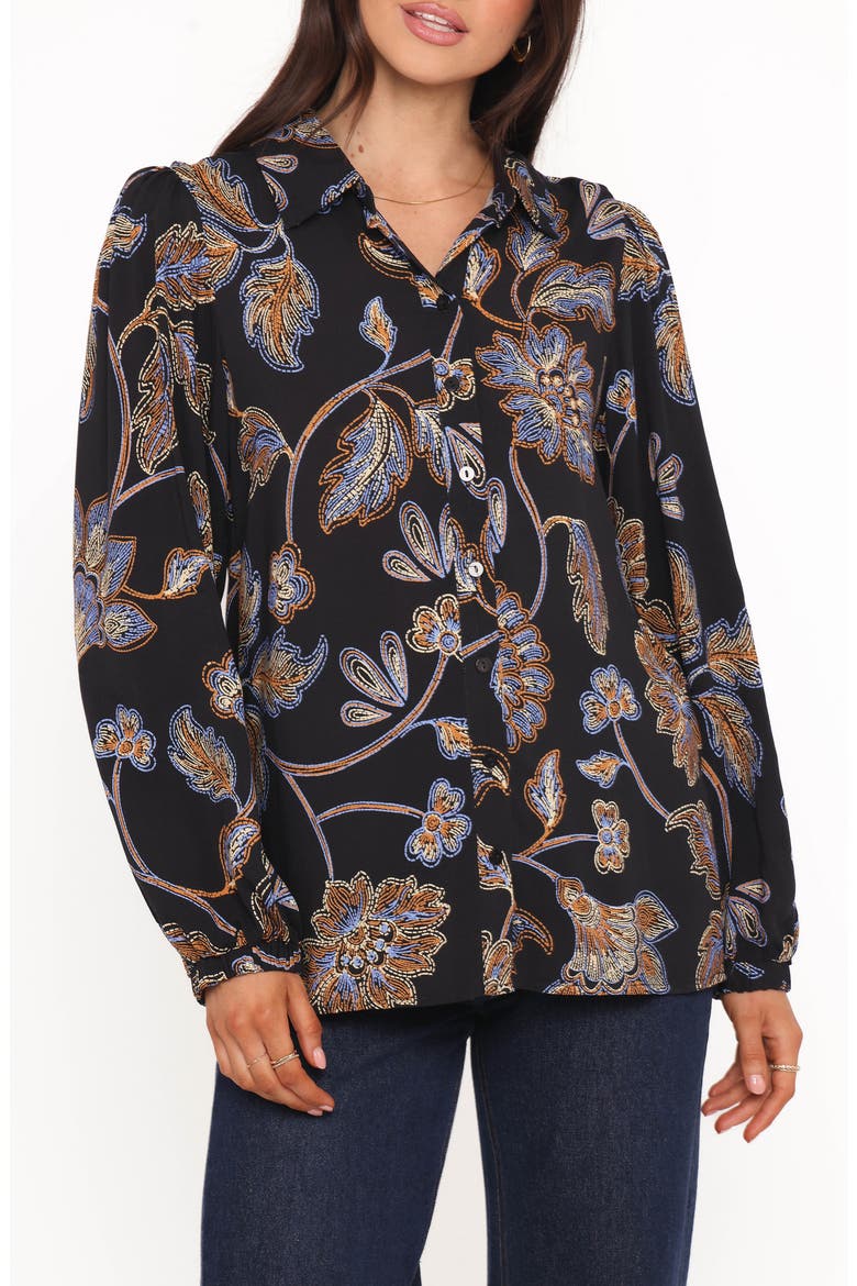 Bennett Floral Button-Up Shirt, Main, color, BLACK FLORAL