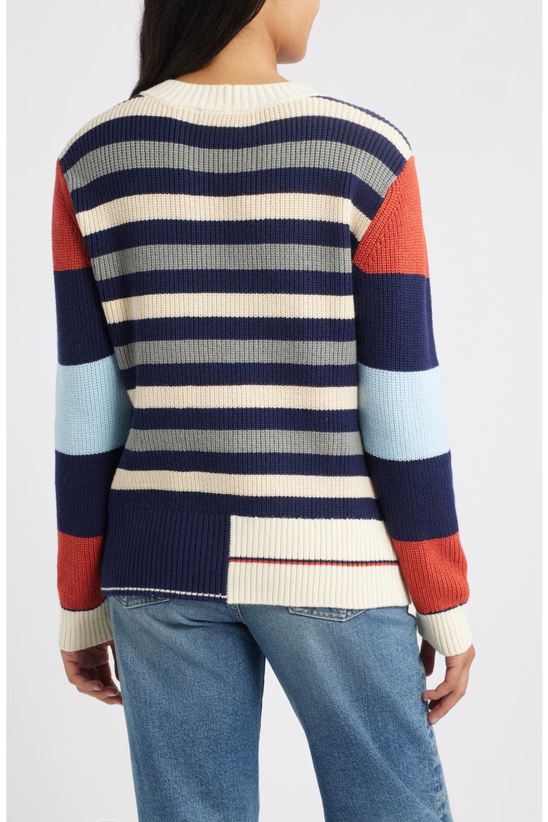 Stripe Colorblock Sweater, Alternate, color, NAVY