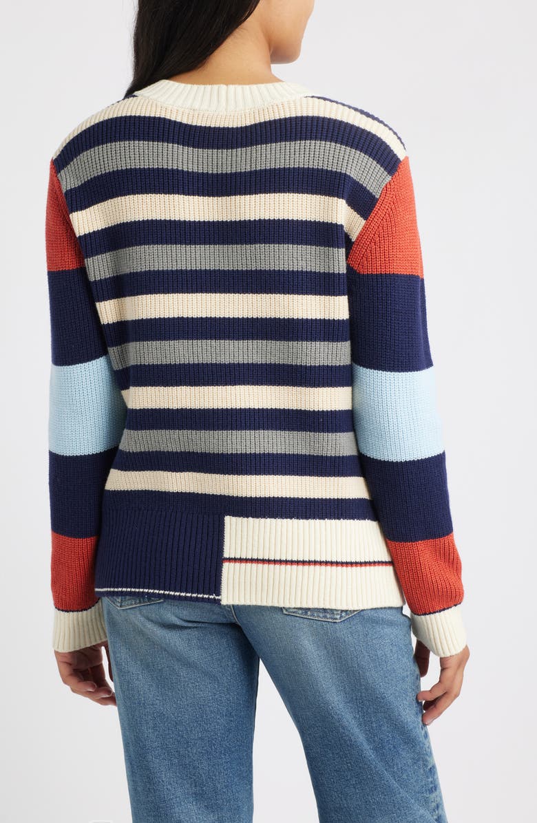CITY BLUES Stripe Colorblock Sweater, Alternate, color, Navy