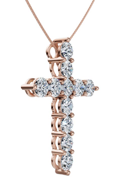 4Ct TW Diamond Cross Pendant 14k Gold Women's 18" Necklace Lab Grown