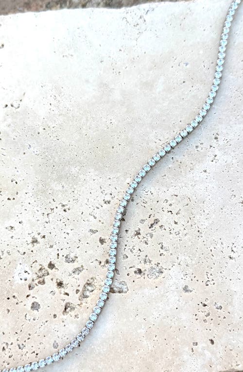 Adornia Silver Crystal 3mm Tennis Chain Necklace In Silver