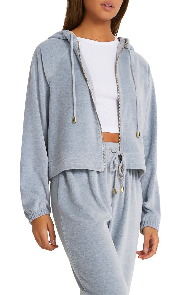 River Island Velour Zip Hoodie, Main, color,