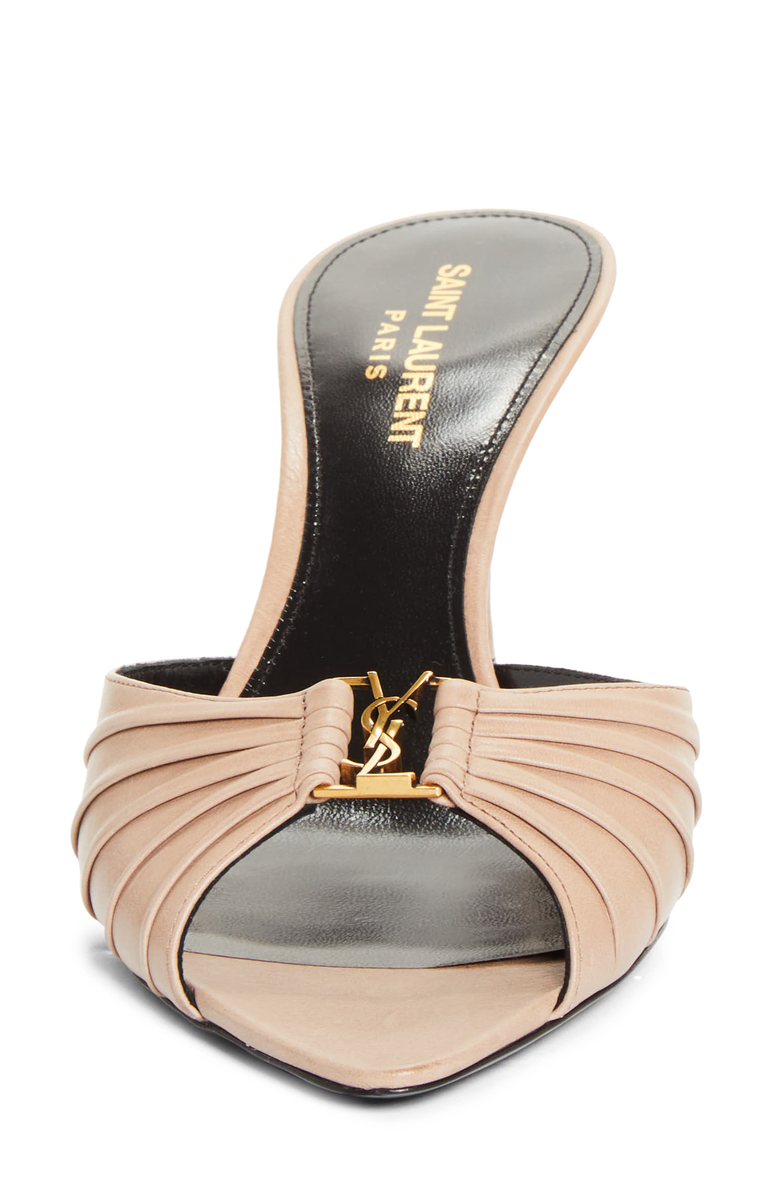 Saint Laurent Babylone Slide Sandal, Alternate, color, Lost Beige