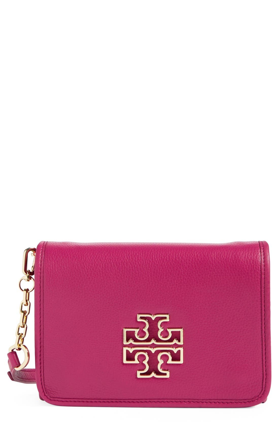 'Britten' Leather Crossbody Bag, Main, color, RASPBERRY