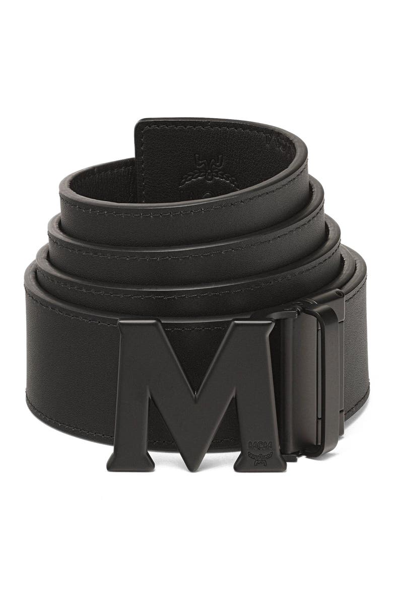 Claus M Reversible Belt 1.75 in Embossed Monogram Leather, Alternate, color, Black / Matte Black