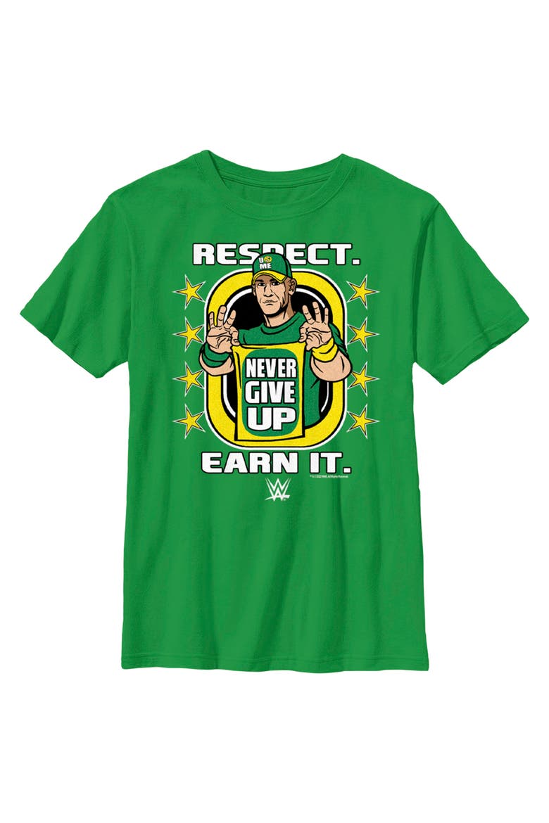 Boy's WWE John Cena Respect Earn It  Graphic T-Shirt, Main, color, Kelly Green