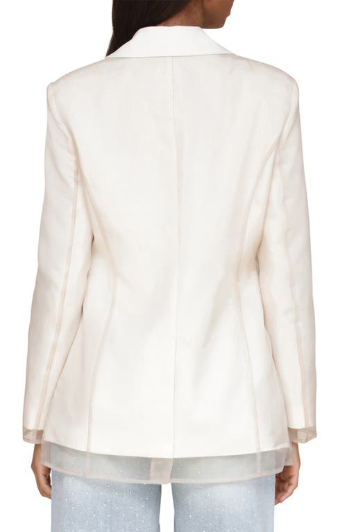 Avec Les Filles Sheer Overlay Blazer In Off White Taupe